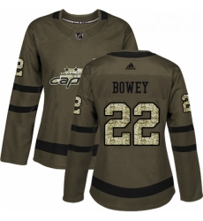 Womens Adidas Washington Capitals 22 Madison Bowey Authentic Green Salute to Service NHL Jersey 