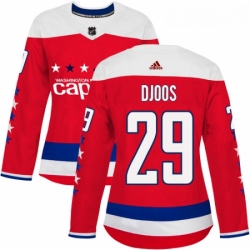 Womens Adidas Washington Capitals 29 Christian Djoos Authentic Red Alternate NHL Jersey 