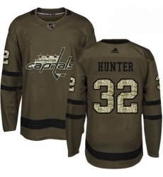 Youth Adidas Washington Capitals 32 Dale Hunter Authentic Green Salute to Service NHL Jersey 