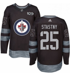 Mens Adidas Winnipeg Jets 25 Paul Stastny Authentic Black 1917 2017 100th Anniversary NHL Jerse