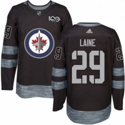 Mens Adidas Winnipeg Jets 29 Patrik Laine Premier Black 1917 2017 100th Anniversary NHL Jersey 