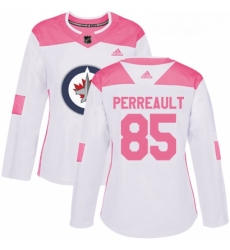 Womens Adidas Winnipeg Jets 85 Mathieu Perreault Authentic WhitePink Fashion NHL Jersey 