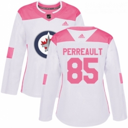 Womens Adidas Winnipeg Jets 85 Mathieu Perreault Authentic WhitePink Fashion NHL Jersey 