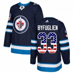 Youth Adidas Winnipeg Jets 33 Dustin Byfuglien Authentic Navy Blue USA Flag Fashion NHL Jersey 