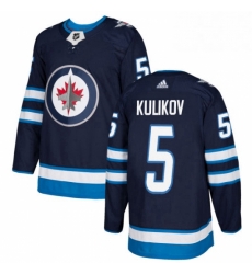 Youth Adidas Winnipeg Jets 5 Dmitry Kulikov Authentic Navy Blue Home NHL Jersey 