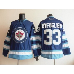 Youth kids 2012 Winnipeg Jets 33 Dustin Byfuglien Blue jersey