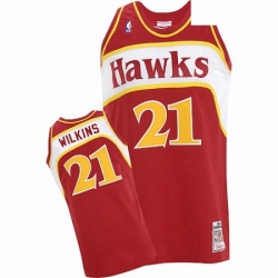 Mens Adidas Atlanta Hawks 21 Dominique Wilkins Swingman Red Throwback NBA Jersey