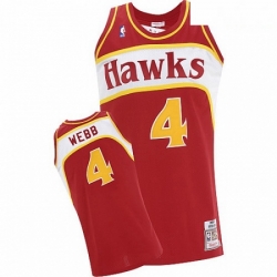 Mens Adidas Atlanta Hawks 4 Spud Webb Swingman Red Throwback NBA Jersey