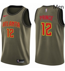 Mens Nike Atlanta Hawks 12 Taurean Prince Swingman Green Salute to Service NBA Jersey 