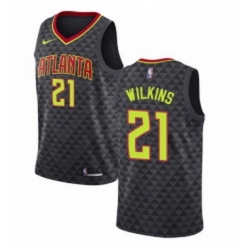 Youth Nike Atlanta Hawks 21 Dominique Wilkins Authentic Black Road NBA Jersey Icon Edition