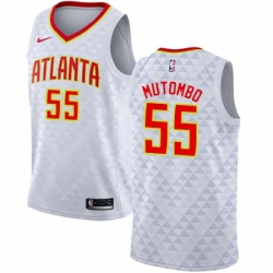 Youth Nike Atlanta Hawks 55 Dikembe Mutombo Authentic White NBA Jersey Association Edition 