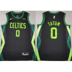 Men Boston Celtics 0 Jayson Tatum Black 2024 25 City Edition Stitched Basketball Jersey