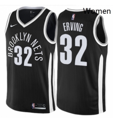 Womens Nike Brooklyn Nets 32 Julius Erving Swingman Black NBA Jersey City Edition