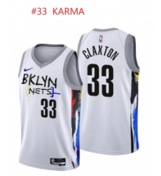 Toddler Brooklyn Nets #33 Karma Customized White Jersey