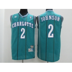 Hornets 2 Larry Johnson Teal Hardwood Classics Jersey