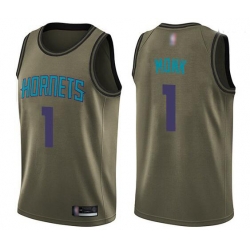 Men Green Malik Monk Men's Jersey 1 Swingman Charlotte Hornets Basketball Salute To Service