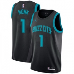 Men Nike Charlotte Hornets 1 Malik Monk Black NBA Jordan Swingman City Edition 2018 19 Jersey