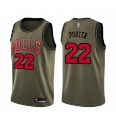 Mens Chicago Bulls 22 Otto Porter Swingman Green Salute to Service Basketball Jersey 