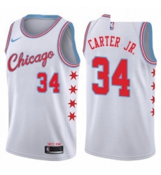 Youth Nike Chicago Bulls 34 Wendell Carter Jr Swingman White NBA Jersey City Edition 