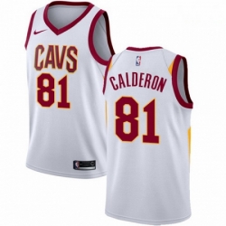 Mens Nike Cleveland Cavaliers 81 Jose Calderon Swingman White Home NBA Jersey Association Edition 