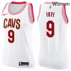 Womens Nike Cleveland Cavaliers 9 Channing Frye Swingman White Pink Fashion NBA Jersey