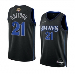 Men Dallas Mavericks 21 Daniel Gafford Black 2024 Finals City Edition Stitched Basketball Jersey