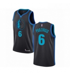 Mens Dallas Mavericks 6 Kristaps Porzingis Authentic Charcoal Basketball Jersey City Edition 