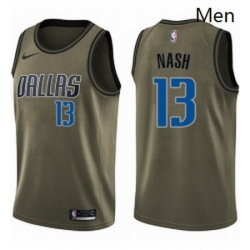 Mens Nike Dallas Mavericks 13 Steve Nash Swingman Green Salute to Service NBA Jersey