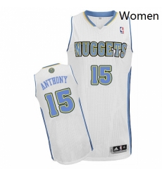 Womens Adidas Denver Nuggets 15 Carmelo Anthony Authentic White Home NBA Jersey