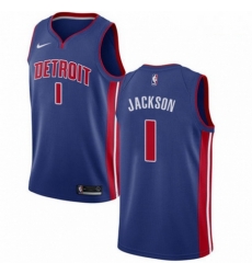 Mens Nike Detroit Pistons 1 Reggie Jackson Swingman Royal Blue Road NBA Jersey Icon Edition