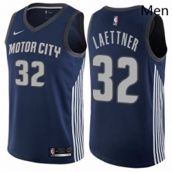 Mens Nike Detroit Pistons 32 Christian Laettner Authentic Navy Blue NBA Jersey City Edition