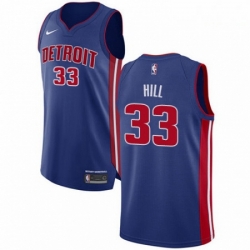 Mens Nike Detroit Pistons 33 Grant Hill Authentic Royal Blue Road NBA Jersey Icon Edition