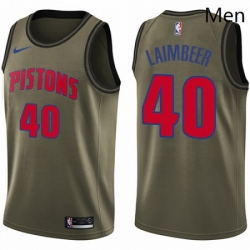 Mens Nike Detroit Pistons 40 Bill Laimbeer Swingman Green Salute to Service NBA Jersey