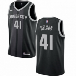 Mens Nike Detroit Pistons 41 Jameer Nelson Swingman Black NBA Jersey City Edition 