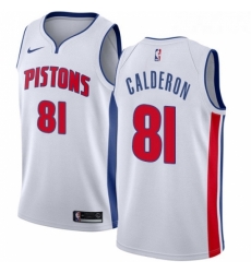 Womens Nike Detroit Pistons 81 Jose Calderon Swingman White NBA Jersey Association Edition 