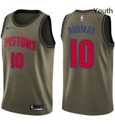 Youth Nike Detroit Pistons 10 Dennis Rodman Swingman Green Salute to Service NBA Jersey