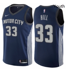 Youth Nike Detroit Pistons 33 Grant Hill Swingman Navy Blue NBA Jersey City Edition