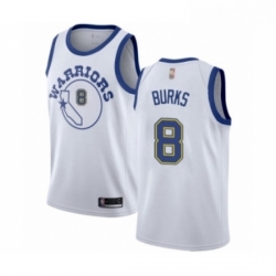 Womens Golden State Warriors 8 Alec Burks Authentic White Hardwood Classics Basketball Jersey 