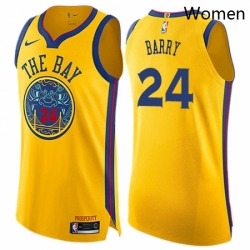 Womens Nike Golden State Warriors 24 Rick Barry Swingman Gold NBA Jersey City Edition