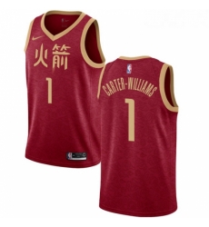 Womens Nike Houston Rockets 1 Michael Carter Williams Swingman Red NBA Jersey 2018 19 City Edition 