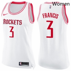 Womens Nike Houston Rockets 3 Steve Francis Swingman WhitePink Fashion NBA Jersey