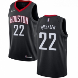 Youth Nike Houston Rockets 22 Clyde Drexler Authentic Black Alternate NBA Jersey Statement Edition