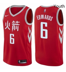 Youth Nike Houston Rockets 6 Vincent Edwards Swingman Red NBA Jersey City Edition 