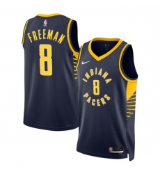 Men Indiana Pacers 8 Enrique Freeman Navy 2024 Draft Icon Edition Stitched Basketball Jersey