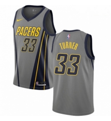 Mens Nike Indiana Pacers 33 Myles Turner Swingman Gray NBA Jersey City Edition