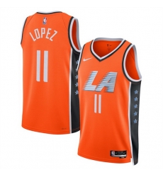 Men Los Angeles Clippers 11 Brook Lopez Orange 2025 26 City Edition Stitched Jersey Men Los Angeles Clippers 11 Brook Lopez Orange 2025 26 City Edition Stitched Jersey