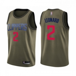 Youth Los Angeles Clippers 2 Kawhi Leonard Swingman Green Salute to Service Basketball Jersey 