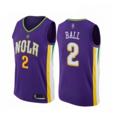 Womens New Orleans Pelicans 2 Lonzo Ball Swingman Purple Basketball Jersey City Edition 