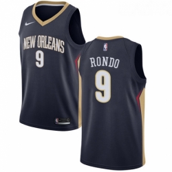 Womens Nike New Orleans Pelicans 9 Rajon Rondo Swingman Navy Blue Road NBA Jersey Icon Edition 