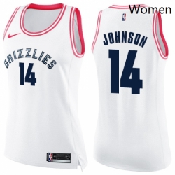 Womens Nike Memphis Grizzlies 14 Brice Johnson Swingman WhitePink Fashion NBA Jersey 